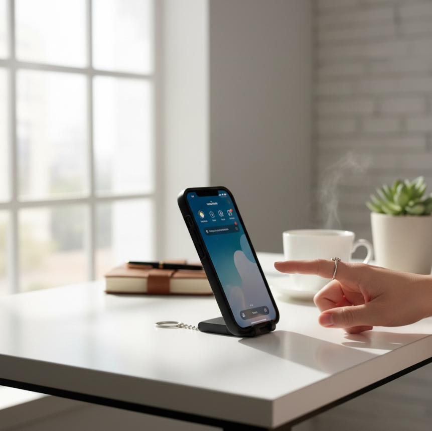 3D Baskı Katlanabilir Masaüstü Telefon Standı & Anahtarlık (Portatif)